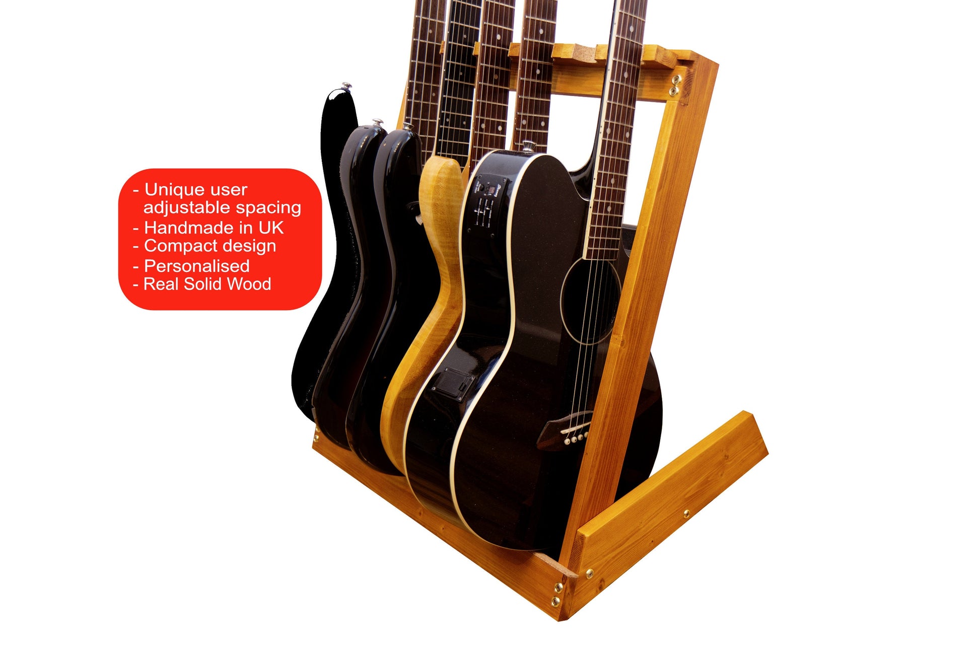 SAMP Woodworks Adjustable Solid wood Guitar Stand Handmade in Reading Uk