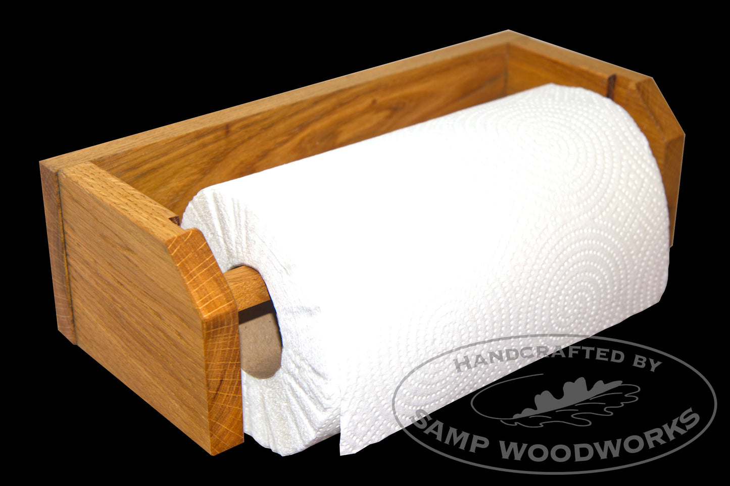 Oak Kitchen Roll Holder - Wall Mounted - brown