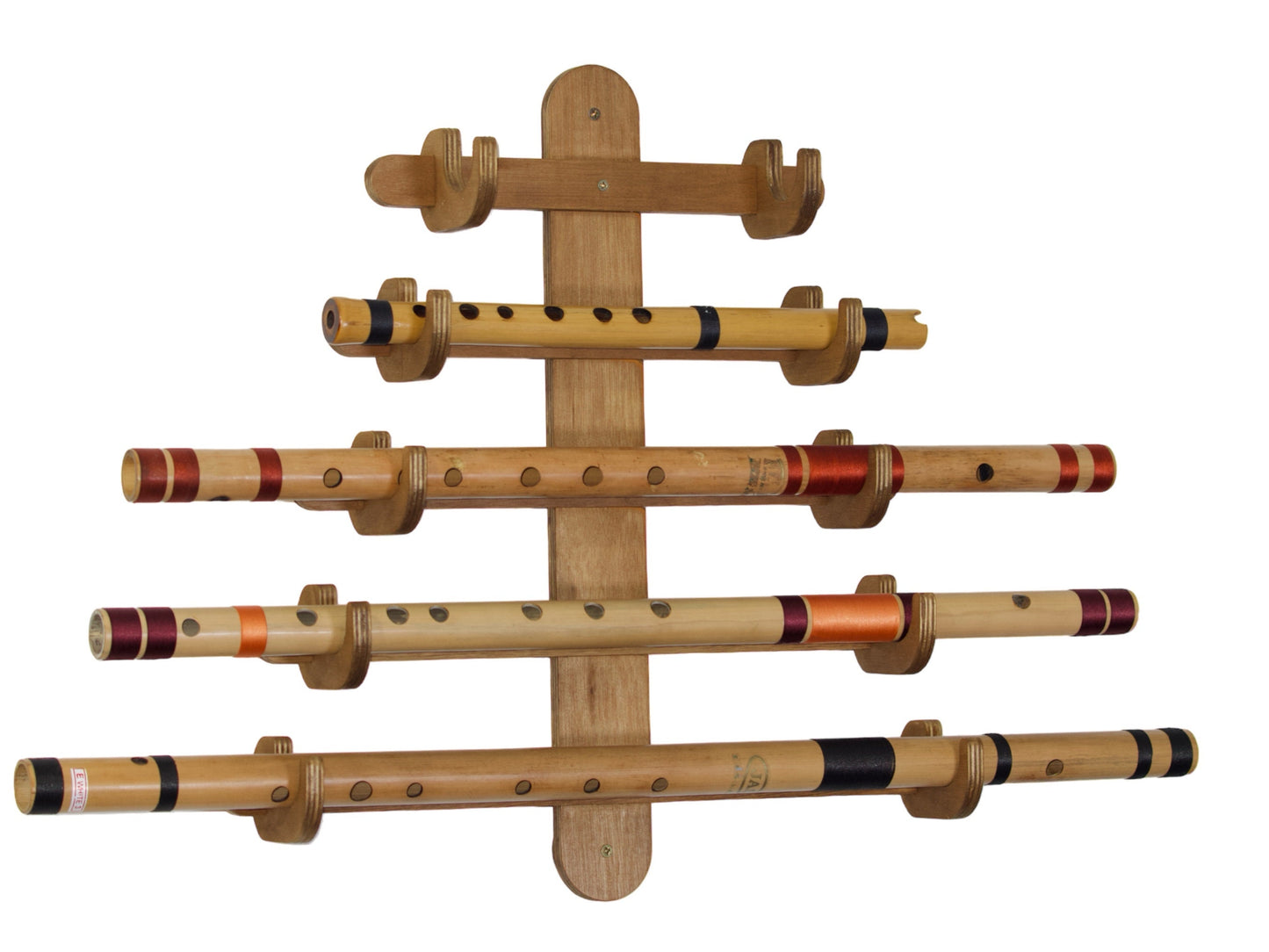 Wooden Flute Stand - Adjustable Handmade - brown; beige