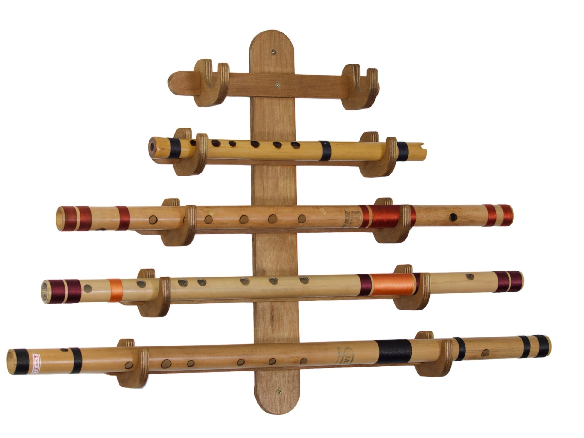 Wooden Flute Stand - Adjustable Handmade - brown; beige