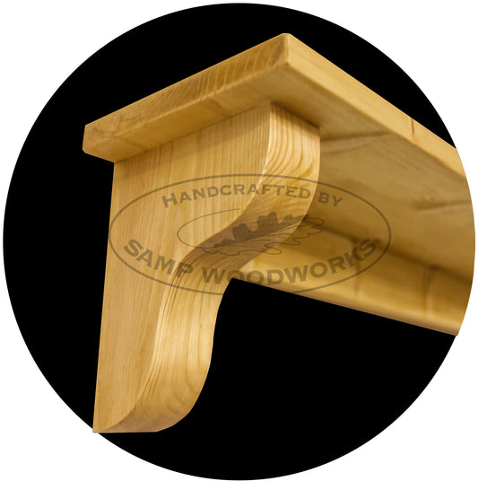 Wooden Mantel Shelf with Corbels - Sanded Only