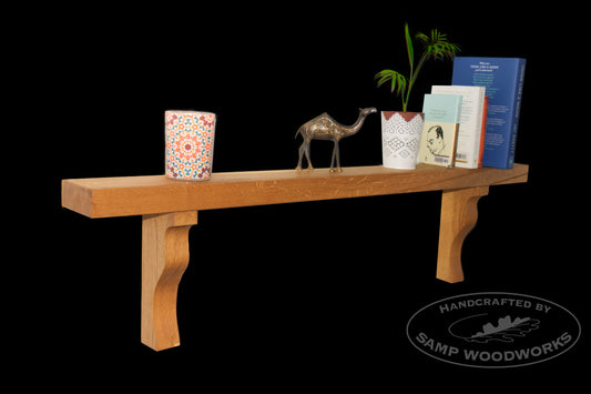 Oak Mantel Shelf with Corbels - Handmade